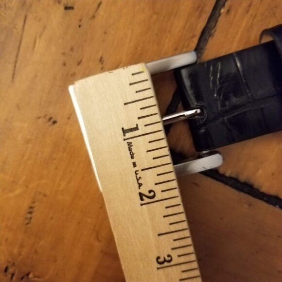 W. Kleinberg Embossed Crocodile Belt, Nickel Removable Buckle, Black, Sz 42 - Picture 13 of 14